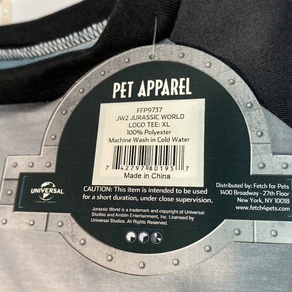 2 Dog Shirts size XL Pink Patrick and Gray Jurassic Park - Picture 6 of 9